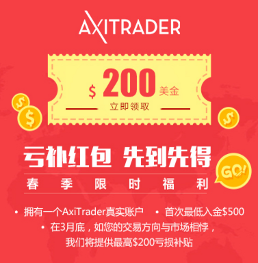 AXITRADER3月赠送200红包补贴亏损1